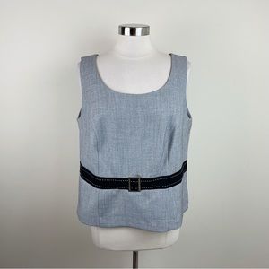 KS Women's Collection Gray Black Belt Blouse Top Women 14W